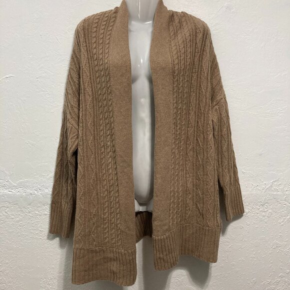 NWT MAX STUDIO Sweater Alpaca Wool Blend Duster Cardigan Cable Open Front M/M - Picture 1 of 9